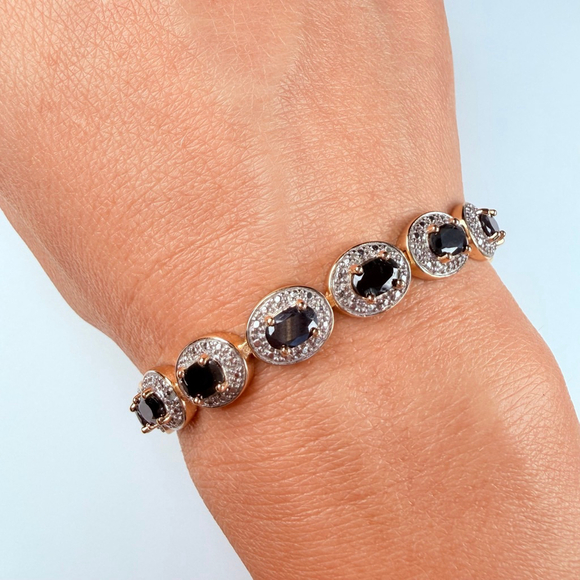 Ross Simons 9.6 CT Blue Sapphire & Diamond Sterling Silver 925 Tennis Bracelet - Picture 9 of 12
